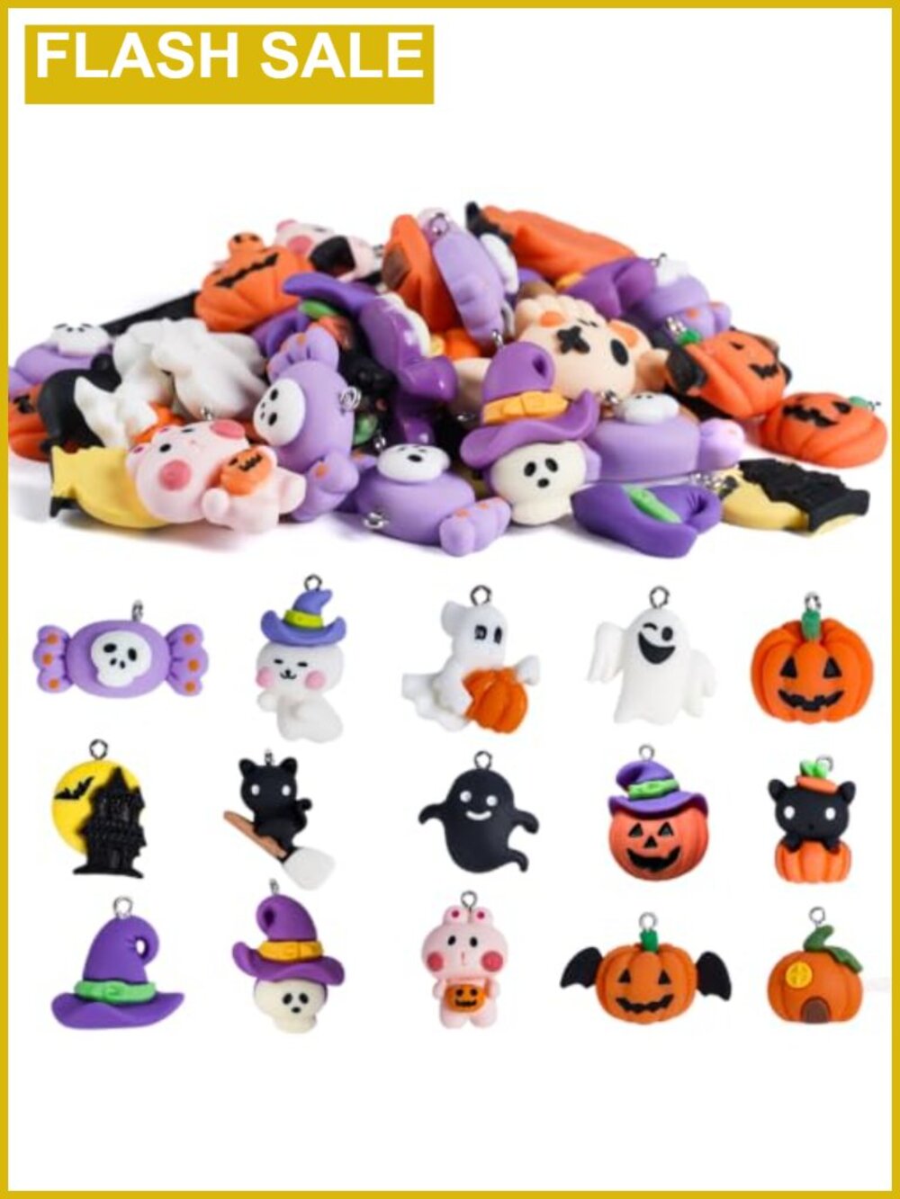 60PC Halloween Resin Charms 15 Styles DIY Jewelry Making